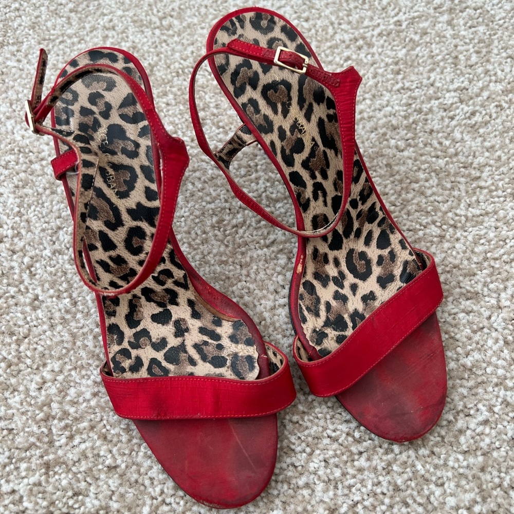 Dolce and Gabbana Red Satin High Heel Sandals, Sz 39